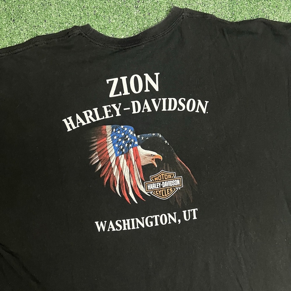Harley-Davidson Zion Washington UT T-Shirt Black Size 3XL Eagle Grunge Y2K